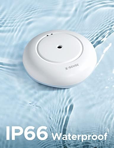 גלאי דליפת מים, אזעקת חיישן מים X-Sense, אזעקת גלאי מים מיני עם אזעקת שמע של 110 dB, מופעל סוללה, אזעקות