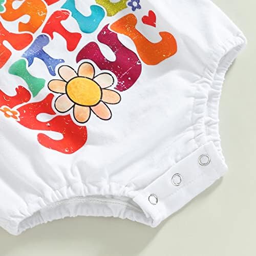 תינוקת תינוקת תינוקת תינוקת קצרה שרוול רומפר מכתב בגד גוף פרחוני בגדי קיץ תלבושות חתיכה אחת