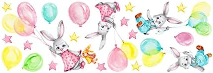 מסע בנות ארנב ארנב מדבקת פסחא מדבקת ארנב ורוד צבע חופשת ביצה צבע PVC הדפסת ארנב חמוד ביצה קיר פסחא מדבקה