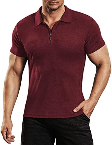 חולצות שרירים של גברים קופנדי למתוח שרוול קצר חולצות פולו בכושר רזה פיתוח גוף חולצות טי
