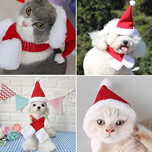יוג'ון 2 PCS חתול תחפושת לחג המולד כובע סנטה חיית מחמד עם תלבושת צעיף לחתלת חתלתול לחתלתול לחג המולד