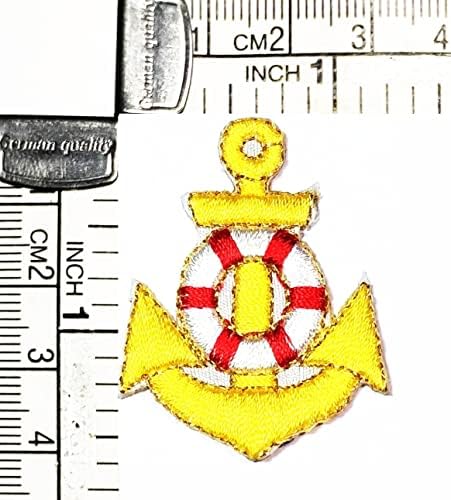 קליינפלוס 3 יחידות. מיני ימי סירת ספינה צהוב עוגן קריקטורה לתפור ברזל על תיקון רקום אפליקצית מלאכת בעבודת