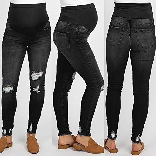 ג'ינס אופנה לנשים בצבע אחיד חור רוכסן גבוה כפתור נשים ג'ינס התלקחות