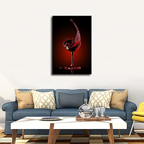 פוסטר אמנות כוס יין יין אדום פוסטר ואמנות קיר תמונה מודרנית פוסטר עיצוב חדר שינה מודרני