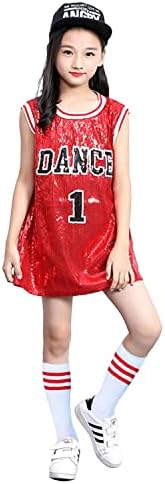 בנות לולנטה בנות היפ הופ ביגוד ריקוד ילדים ג'רזי שמלת נצנצים ארוכה טריק