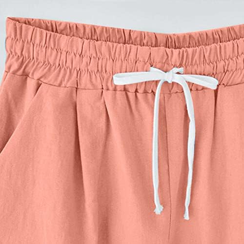 מכנסיים קצרים של פשתן כותנה ברמודה לנשים שרושות מכנסיים קצרים מותניים גבוהים בקיץ מכנסיים קצרים רופפים