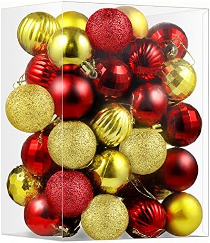 קקו חג המולד כדור קישוטי 50 יחידות עבור חג המולד עץ קישוט, 40 ממ / 1.57 אינץ מחוסמת כדורי קישוט עם תליית
