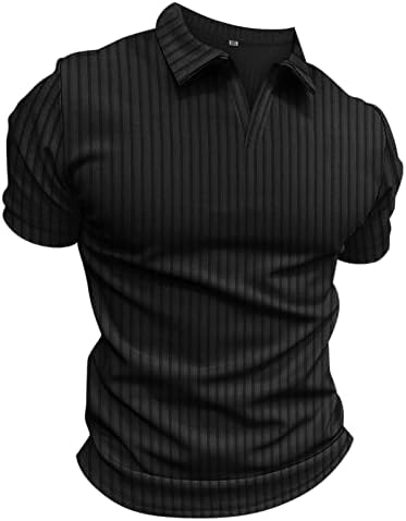 2023 חולצות צוואר שרירים לגברים חדשים בכושר דק שרוול קצר כותנה חולצות גולף סריג טיז רך טי דק