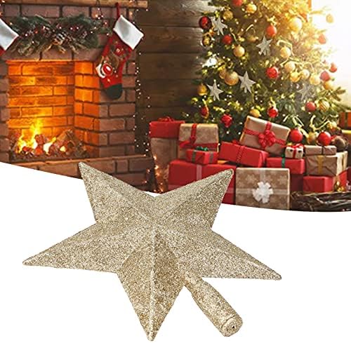 Salutuy עץ חג המולד עליון עליון, כוכבי זהב נוצצים קישוט קישוטים לחג עץ חג המולד טופר לחגיגת חג חג המולד