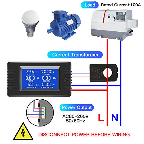 מתח זרם זרם AC אמירה כוח אנרגיה מד אנרגיה מד LCD תצוגה דיגיטלית AMMETER VOLTMETER MULTIMETE