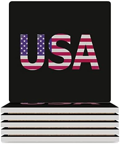 חופי קרמיקה של דגל אמריקה חופי קרמיקה סופגים מחצלת שולחן סופגת מחצלת אופנתית עם בסיס פקק 6 יחידות