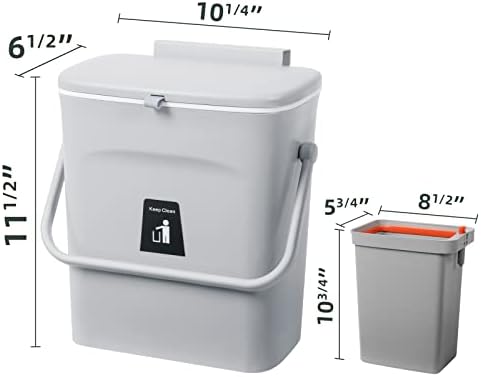 פיליטו מטבח ארון דלת תליית אשפה יכול עם מכסה, 2.4 גל, קטן תחת כיור אשפה יכול שירותים, אמבטיה, קרוואנים