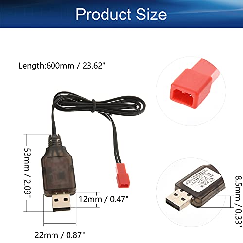 HeyiarBeit JST-2P כבל טעינה USB עבור RC CAR 7.2V 250MA NI-MH NI-CD סוללה 1PCS