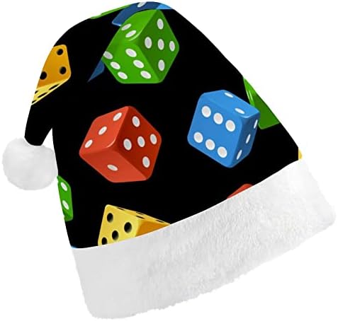צבעוני קוביות מצחיק חג המולד כובע סנטה קלאוס כובעי קצר קטיפה עם לבן חפתים עבור חג המולד מסיבת חג אספקת