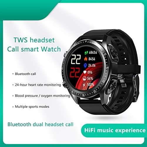 IUHAN 2 בשעון חכם אחד עם אוזניות, שעון כושר עגול, שעון Bluetooth בגודל 1.28 אינץ