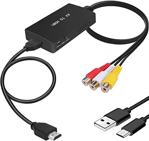 ממיר יואני RCA לממיר HDMI, AV למתאם HDMI, מורכב לתאם מתאם HDMI 1080p, PAL/NTSC תואם ל- Wii/Wii U/PS1/PS2/PS3/STB/Xbox/VHS/VCR/Blue-ray
