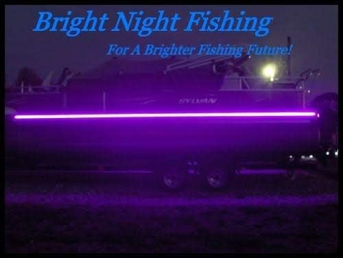 דיג לילה בהיר 8ft LED אור שחור לילה דיג דיג LED רצועת UV UV ULTRAVIOLET BASS FIGNE 12V DC PONTOON KAYAK