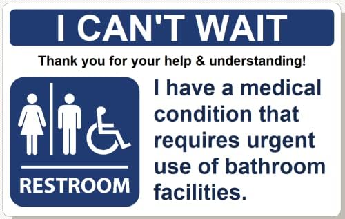 אני לא יכול לחכות אמבטיה כרטיס תסמונת המעי הרגיז קוליטיס מעי רגיז שירותים אמבטיה חירום רפואי כרטיס שירותים
