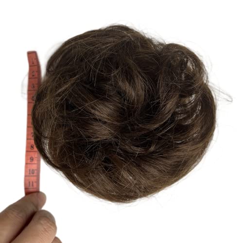 שיער טבעי מבולגן לחמנייה הארכת זנב, מבולגן שיער לחמניית שיער פצפוצי הארכת עם שוליים מתולתל גלי