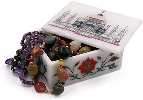 גלריית טאג 'קופסת תכשיטים דקורטיבית מגולפת יד לבנה