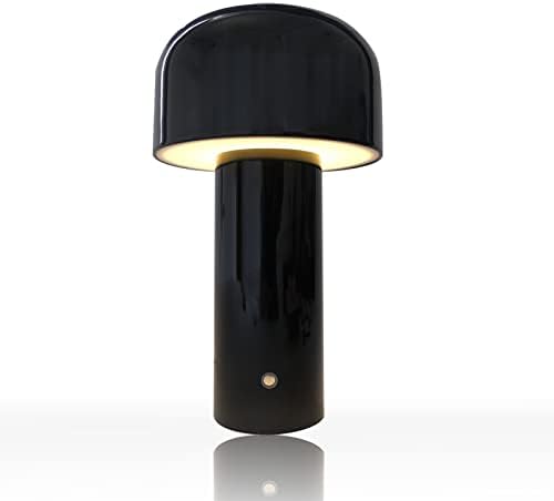 מנורת שולחן פבין נורית LED עם כפתור מגע פטריות מנורת מיטה ניידת 3 רמות תאורה מנורת שידת לילה לשחור חדר