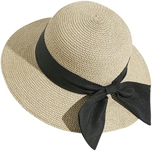 כובעי שמש של Lanzom לנשים כובע קש רחב שוליים כובע חוף קיץ כובע אריזה מתקפלת לטיולים בחוץ