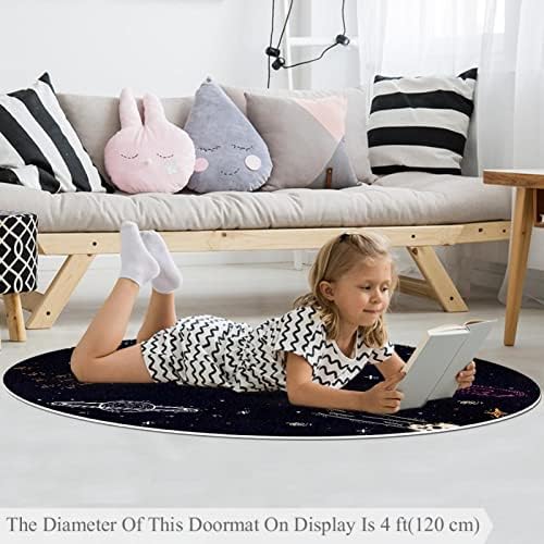 Llnsupply ילדים שטיח 5 רגל שטיחים שטחיים עגולים גדולים לבנות בנים תינוקות - פלאנט גלקסי חלל, עיצוב בית