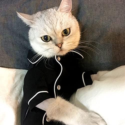 Apott 3 Pack Pajamas Pet Pet PET דו רגליים חולצת בגדי שינה סט רך חתול רך לכל השנה עם כל השנה שחור ורוד