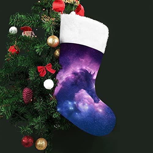 גרביים לחג חג המולד של Unicorn Galaxy אדום לחג המולד של קישוטי עץ חג המולד גרביים תלויים