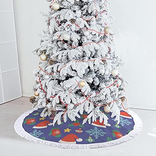 כובעי חג המולד דפוס חצאיות עץ חג המולד מחצלת עם קישוטים למסיבות חג לחוות ליל כל הקדושים 48 x48