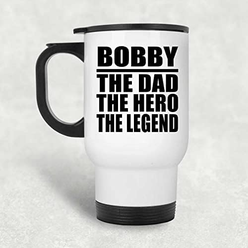 מעצב את בובי האבא הגיבור האגדה, ספל נסיעות לבן 14oz כוס מבודד מפלדת אל חלד, מתנות ליום הולדת יום הולדת