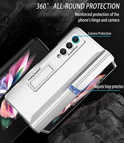 Cocoing for Samsung Galaxy z Cold 4 עם מחזיק עט, כיסוי צירים מובנה עם חריץ עט, עם מגן מסך וסוגר מתכוונן,