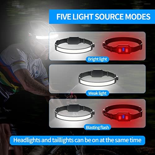 פנס ראש שיליפאי LED נטען 1200 לומן 230 מעלות פנס פנס 5 מצבים פנס פנס קל משקל עם אור אדום למבוגרים, טיולים