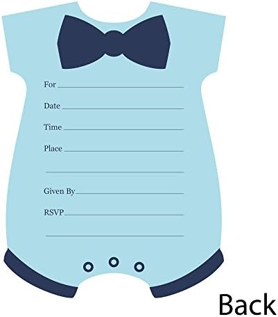 שלום קטן אחד - כחול וחיל הים בצורת מילוי הזמנות - ילד תינוק מקלחת כרטיסי הזמנה עם מעטפות - סט של 12