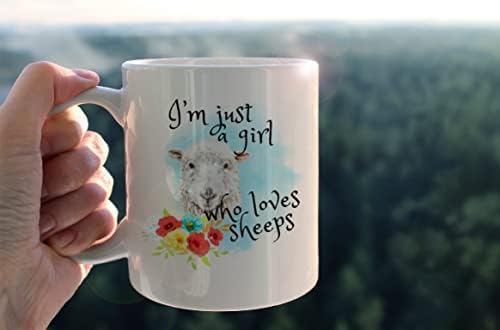 קונליסה כוס ספלי כבשים פרחוניים מצחיקים, רק ילדה שאוהבת כבשים ספל קרמיקה -11oz כוס ספל תה חלב קפה, ספלי