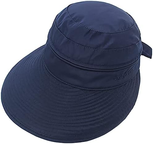 כובע שמש רחב שוליים, 2 ב 1 מיקוד הגנה על UV הגנה על חוף קיץ כובע מגן חוף כובע גולף גולף מתקפל כובע מגן
