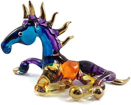 MR_AIR_THAI_GLASS_ BLOOWN סוס מיניאטורי יד מפוצצת אמנות זכוכית צלולה סוס פסלון פסלון אוסף זכוכית מפוצצת