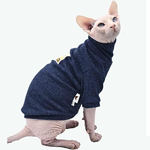 בגדי חתול Sphynx צוואר גבוה סתיו ובגדי בסיס בחורף נמתחים בגדי חתול חסרי שיער דבון בגדי בגדים לחתולים