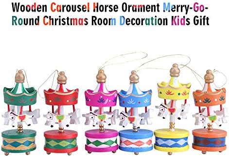 קרוסלת עץ של Ovast, סוס אורמנט על קישוט חדר חג המולד של סוס קישוטי מתנה לילדים