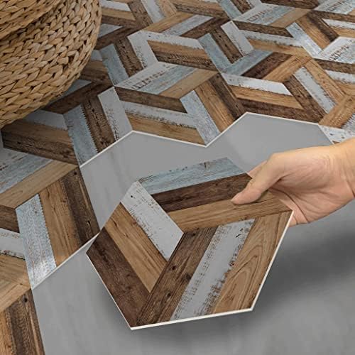 רנסלט מעבה משושה עץ עץ מדבקת עצמית מדבקת רצפה PVC מדבקת קיר עיצוב הבית