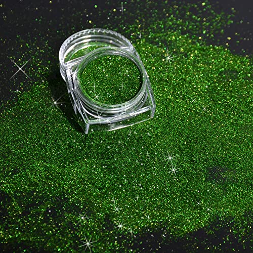 ירוק כרום נייל אבקה, 2 צנצנות נייל אמנות קסם מראה אבקת כרום פיגמנט אבקה ירוק אפל צימוקים כרום נייל אבקת