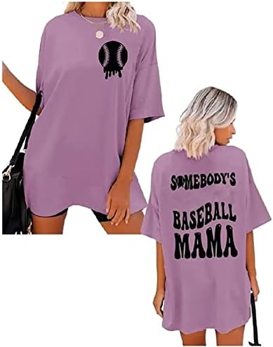 חולצות גדולות של Tunuskat לנשים בייסבול אימא טיז גרפי קיץ ספורט מזדמן טש חולצות חדר כושר מודפסות חולצת