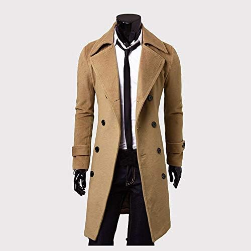 מעילי אופנה של ymosrh לגברים חורף מעיל תעלה דק -רזה וחזה מעילי מעיל ארוך חזה קפוצ'ון