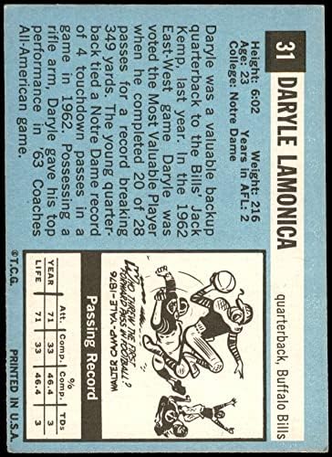 1964 Topps 31 Daryle Lamonica Buffalo Bills VG/Ex Bills Notre Dame