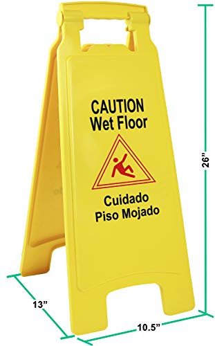 שלט רצפה רטוב של גלאשילד 3 חבילות דו צדדיות שלטי אזהרה צהוב שלטי אזהרה מסחריים 26 זהירות שלטי רצפה רטובים