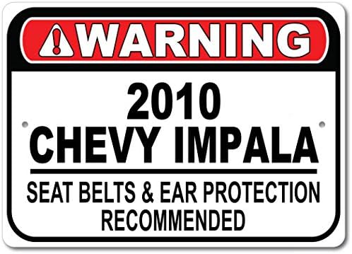 2010 חגורת בטיחות שברולט אימפלה מומלצת שלט רכב מהיר, שלט מוסך מתכת, עיצוב קיר, שלט מכונית GM - 10x14