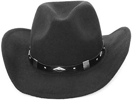 צמר קאובוי בוקרת כובע לגברים נשים קלאסי להפשיל ברים פדורה בוקרת כובע מערבי קאובוי כובע