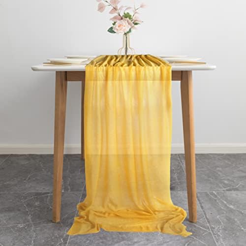 Abxlniu 10ft חרדל צהוב שולחן שולחן רץ 29x120 אינץ