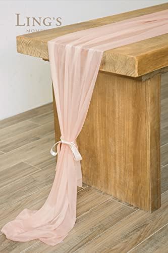 הרגע של לינג 6-חבילות 10ft שולחן שולחן עצום רץ שולחן דמוי שיפון לחתונה למסיבת מקלחת כפרית של בוהו