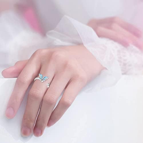 Guangming - טבעת חרדה של 1 מחשב, טבעת סיבוב, טבעת פתוחה עם פרפר כחול והיפואלרגני, מתאימה להקלה במתח,
